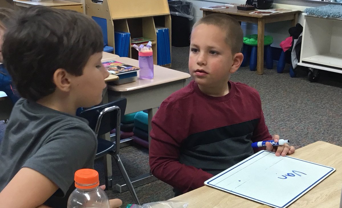 ChipGrover's tweet photo. Mrs. Grover’s first graders paired up to practice word study using slates.  @NorthCreekElem #csdnce https://t.co/wunA6MBwHh
