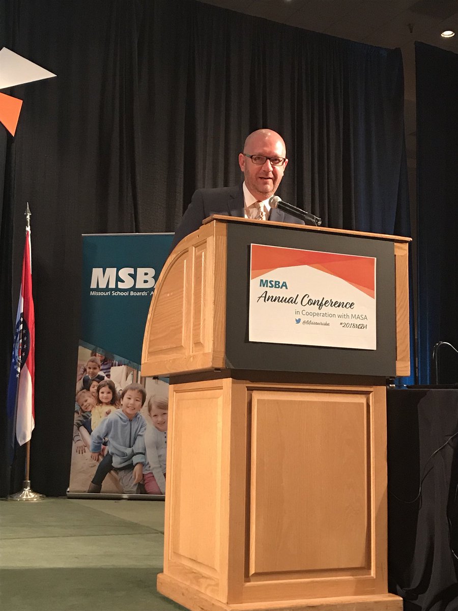 JohnJungmann's tweet photo. @TuckerTm accepts the Missouri Superintendent of the Year Award @MissouriSBA @MASALeaders conference tonight. Congratulations! @LIBERTYSCHOOLS #2018MSBA https://t.co/6Yw6QznbBm