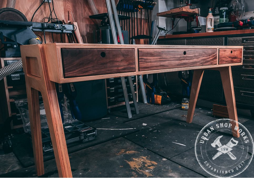 My MidCentury Modern Plywood Desk. what do you think? #midcenturymodern #handmade #diy #customwoodworking