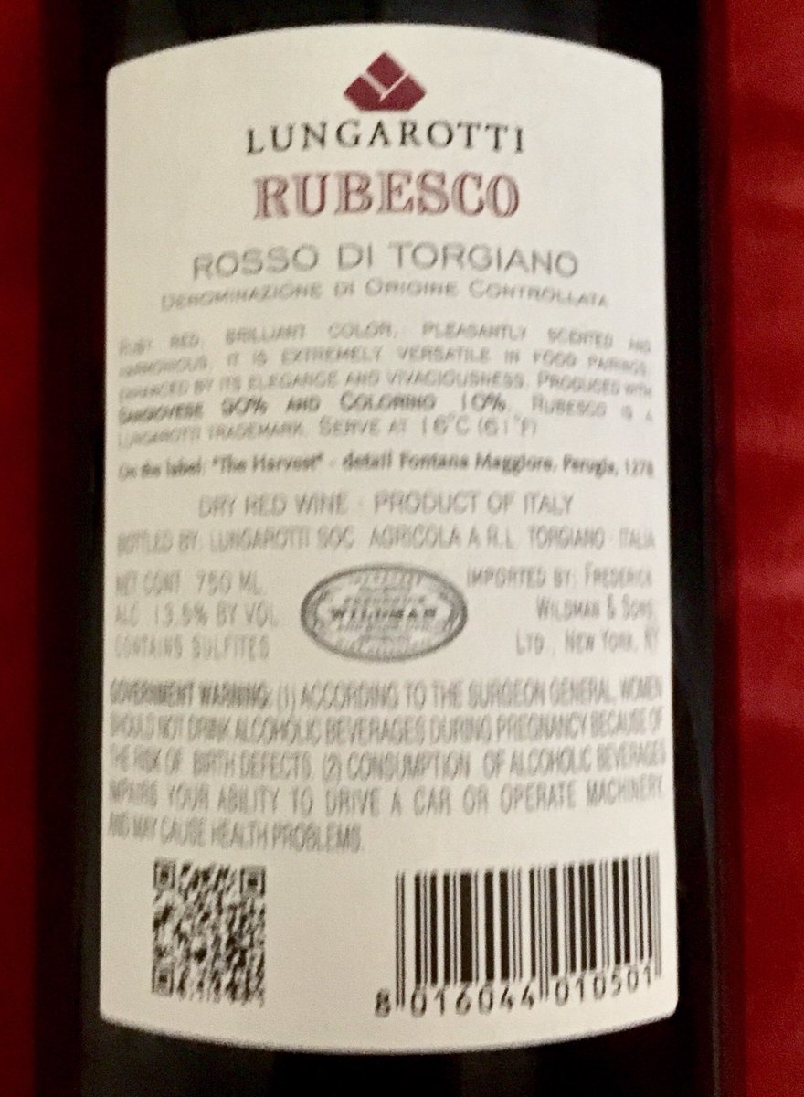 Cerasuolo's tweet photo. My wine tour through #Umbria begins with @lungarottiwine  #Rubesco Rosso di #Torgiano #italianwine https://t.co/2VjK5c7R8i