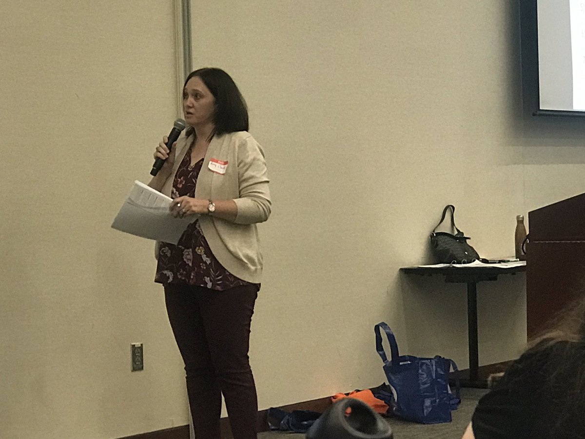 DillardMiddle's tweet image. Amy Clark, EC teacher, participates in an activity during the MTSS consortium!