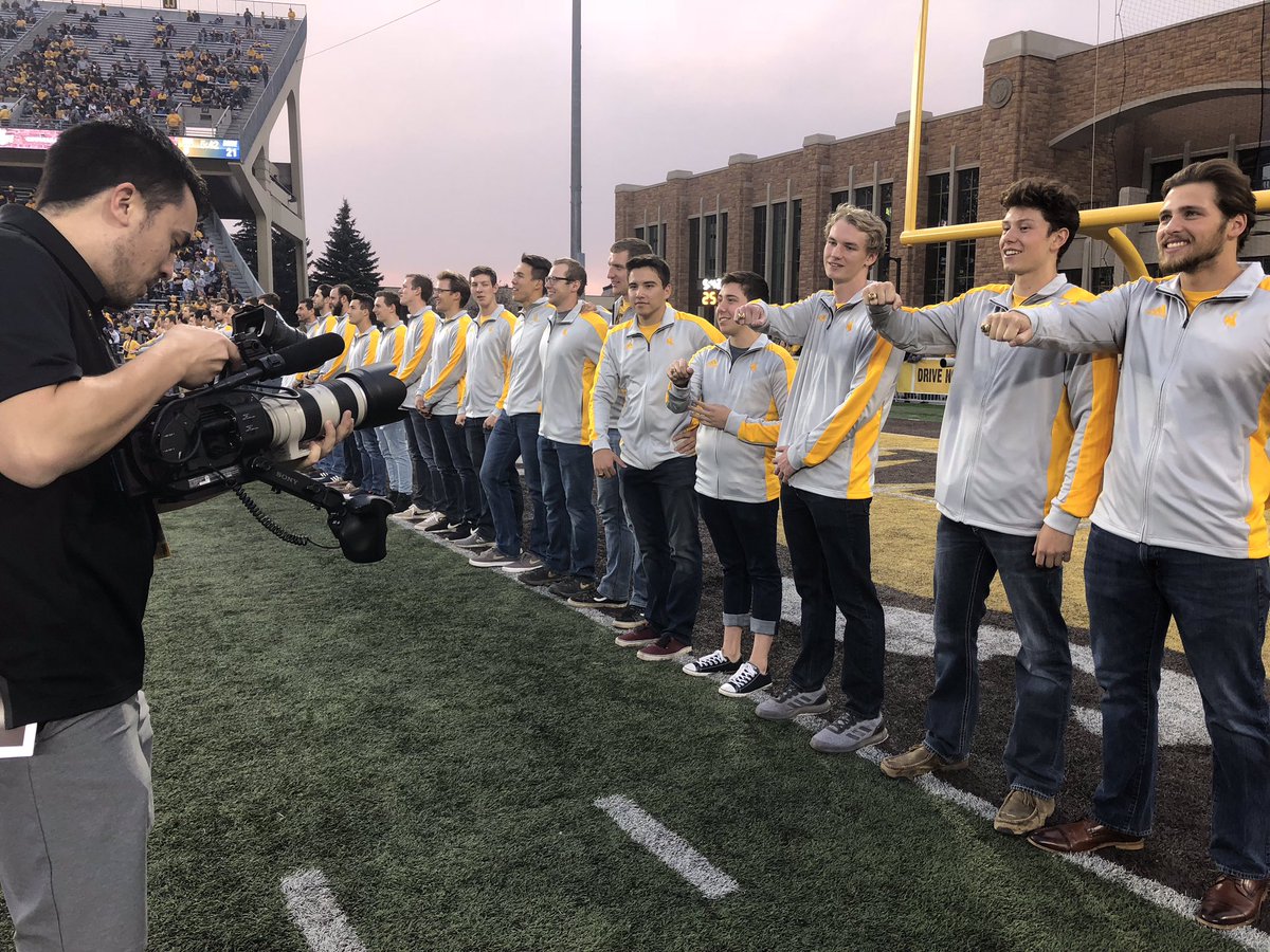 wyo_swimdive's tweet photo. The Men’s Team received their WAC Championship 💍 and was recognized on the field during the Boise State game today! #OneWyoming #GoWyo https://t.co/CdlXCC2HNR