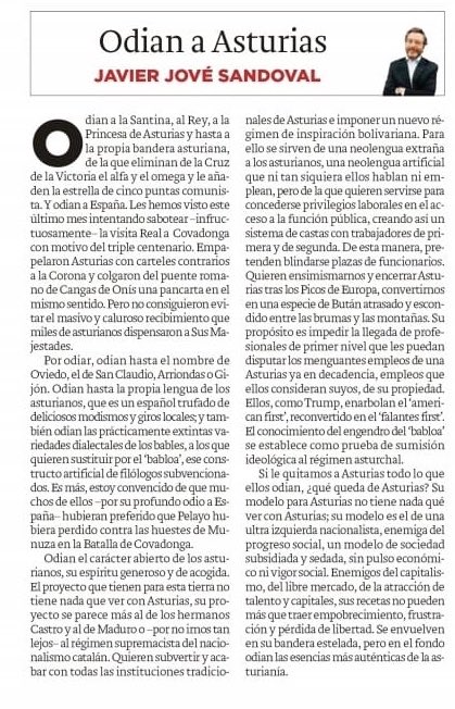 CdV_Asturias's tweet photo. “Odian Asturias”

Artículo de Javier Jové en @elcomerciodigit 

«Odian el carácter abierto de los asturianos y quieren imponer un régimen nacionalista como el de Torra en Cataluña»

Lean 📌 https://t.co/UwucSuv9Hc