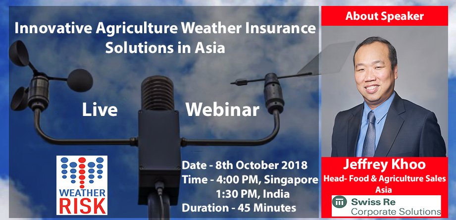 WRMSLTD's tweet photo. WRMS exclusive webinar on "Innovative Agriculture Weather Insurance Solutions in Asia"

Registration Link - https://t.co/DCCnk5qFHy

#climatechange #agriculture #Innovations #Weather #WRMS https://t.co/t28iEfzRkw
