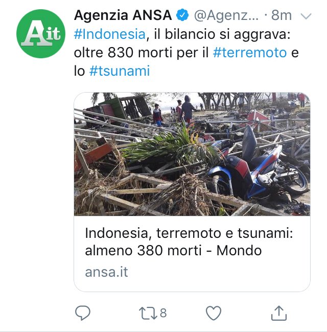 dninno's tweet photo. @agenzia_ansa 380 o 830? Per favore, un po’ di attenzione, almeno voi. #indonesia #terremoto #tsunami https://t.co/NNggD5ccGB