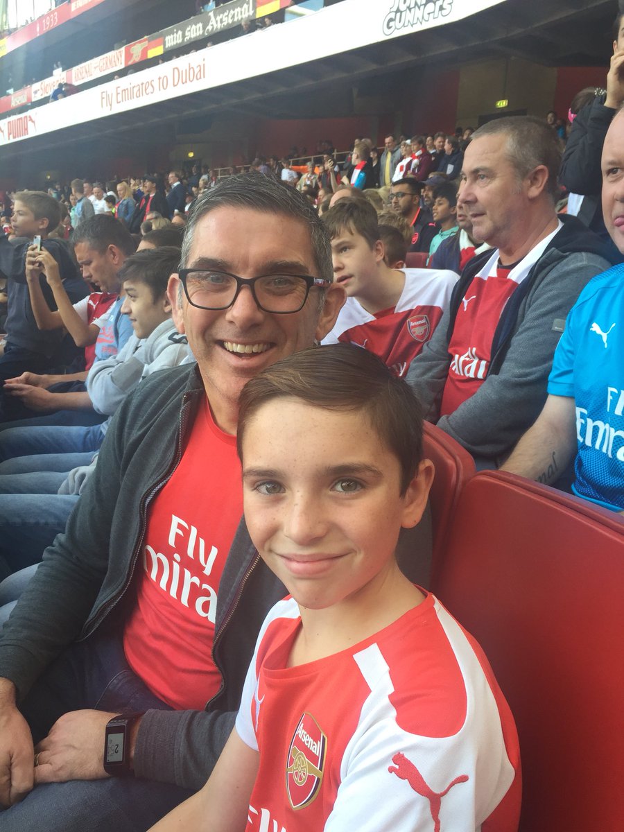 NeilDemuth's tweet photo. First game for the boy! Not the best of games, 3 points though #happy #Emirates #ARSVSWAT #arsenal https://t.co/tXh8t15lAS