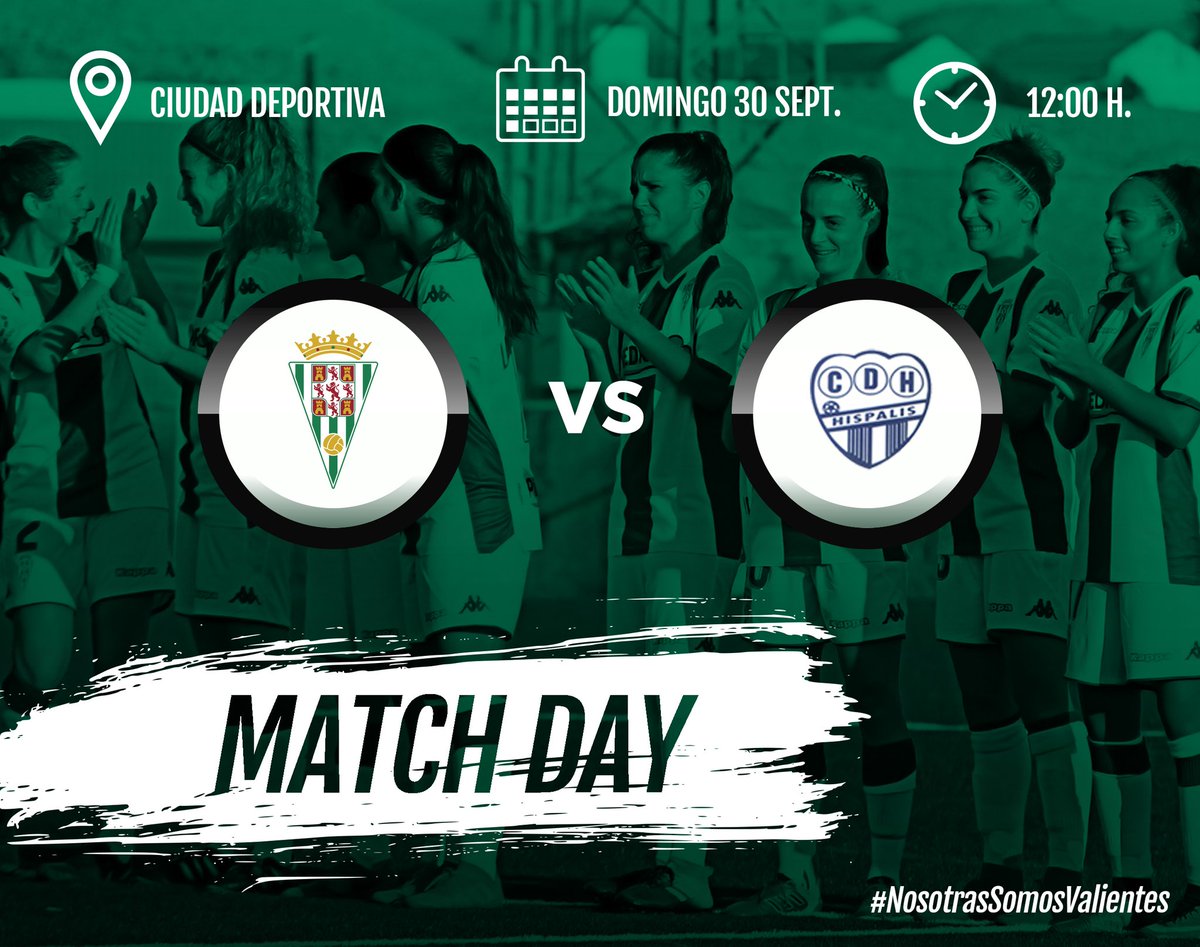 CordobaFemenino's tweet photo. 🔥 MATCHDAY.
⚽ #CórdobaCFFHíspalis. 
📅 Jornada 4. 
⏰ 12:00.
📍 Ciudad Deportiva. 
✅ #NosotrasSomosValientes https://t.co/haNwQa5s82