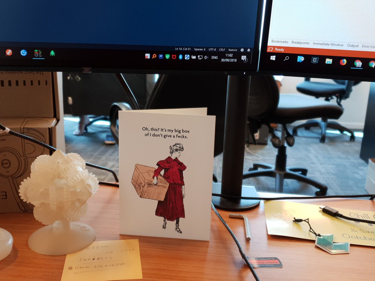 ProgrammerBear's tweet image. Got this post card for my birthday that i just had to bring it to the office