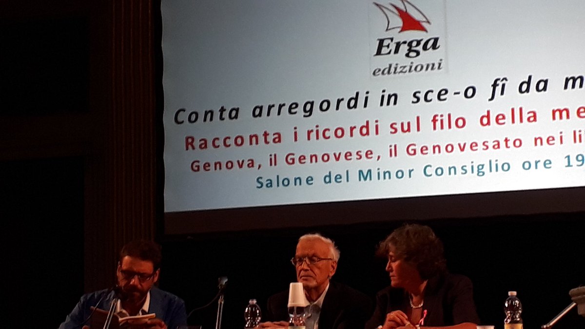 CesareLombardo's tweet photo. Per @ergaedizioni breve lettura di #girigiritondi e presentazione di #viaggioinvaltrebbia e #viaggioarapallo nella sala del Minor Consiglio di Palazzo Ducale #Genova https://t.co/DEuguHXekA