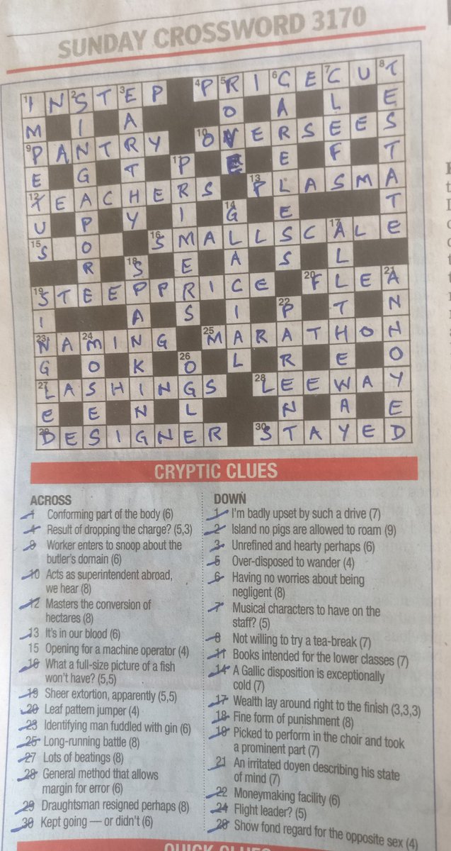 One of the rewarding moments of a #Sunday morning - the joy of completing the #TOI #cryptic #crossword!😇

#crypticcrossword #puzzle #Joy #newspaper #hobby #pastime #timepass #SundayMorning @TOIGurgaon