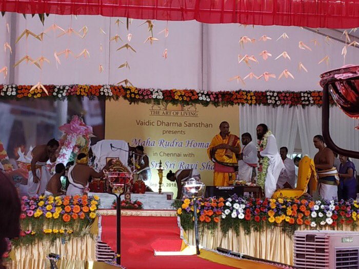 #MahaRudraHomam in the presence of Gurudev @SriSri at avichi school, #virugambakkam, #Chennai   #GurudevInChennai