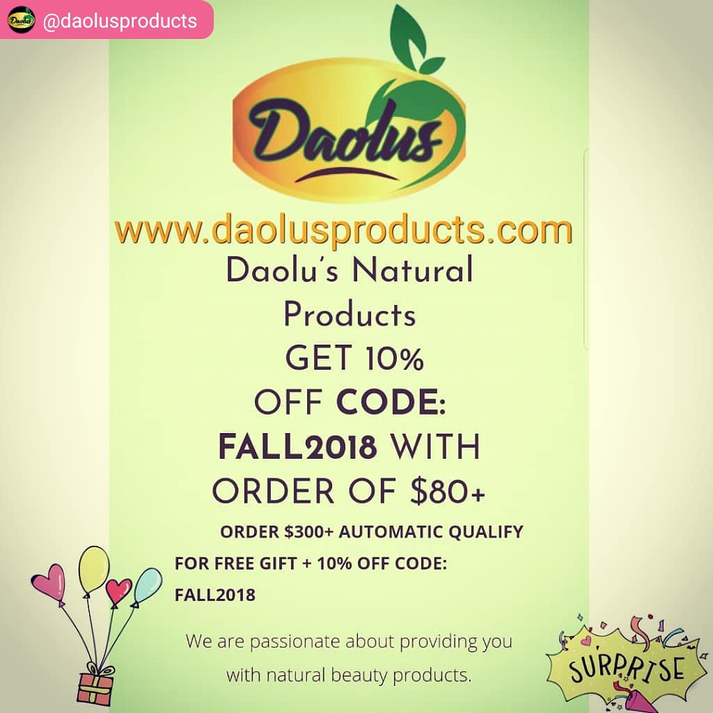 DaolusProducts's tweet photo. Get 10% Off Order $80+ Code: FALL2018
ORSER $300+ AUTOMATIC QUALIFY for Free Gift 💝+ 10% Off, Code: FALL2018.
Offer valid till OCTOBER 31st 2018
Please email info@daolusproducts.com should you need help placing your order https://t.co/2o6HhCV7SU