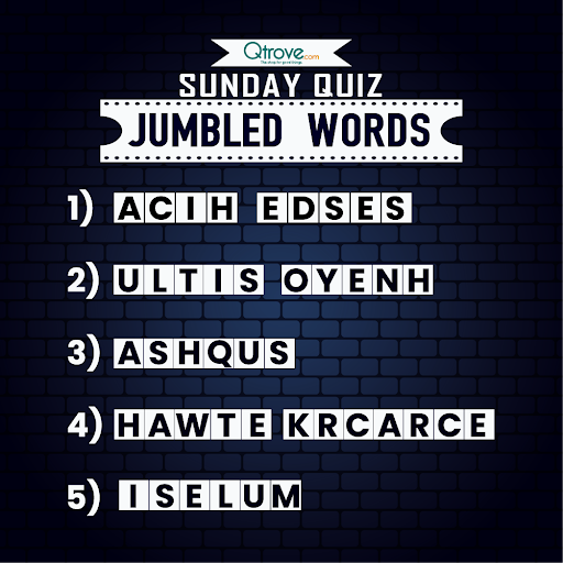 #ContestAlert: We are back with #SundayGamesWithQtrove . It has 5 eatables in jumbled words, rearrange them &amp; leave the answers in the comment section. 1 lucky person wins 2000 QCash (Qtrove rewards). Winner will be chosen at random. Don't forget to tag your friends.