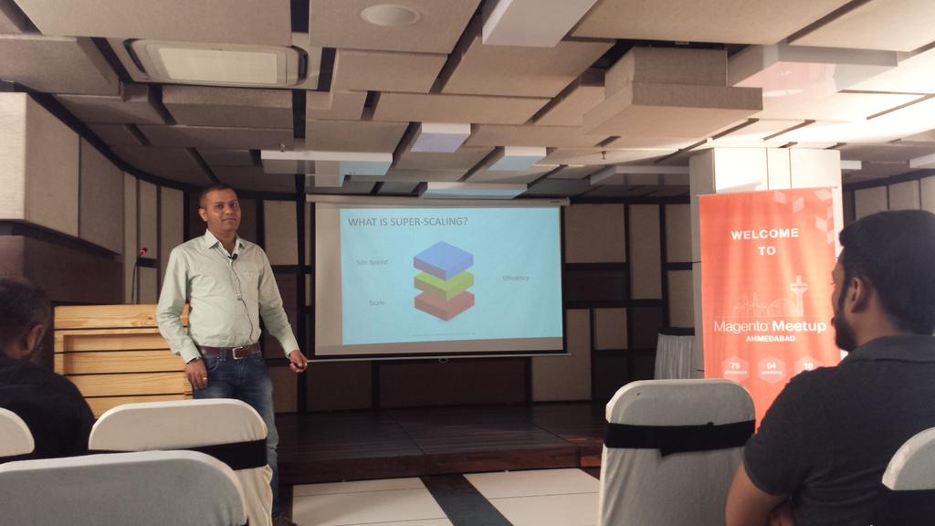 moingshaikh's tweet photo. Super Scaling Magento by Kunal K and Ravi B of @krishtechnolab @magento #MagentoMeetupAhd #eCommerce #webperf https://t.co/UDXGHmaUgR