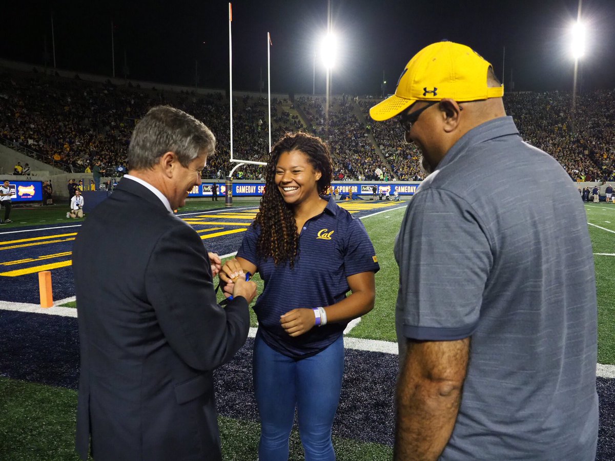 CalTFXC's tweet photo. When you win a World Championship... 

Congrats to @Camryn_Throws who was honored at the @CalFootball game tonight!! https://t.co/jdYlcWIPwc