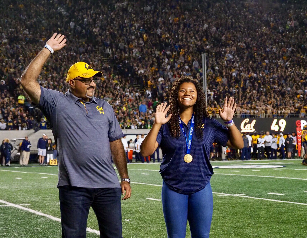 CalTFXC's tweet photo. When you win a World Championship... 

Congrats to @Camryn_Throws who was honored at the @CalFootball game tonight!! https://t.co/jdYlcWIPwc