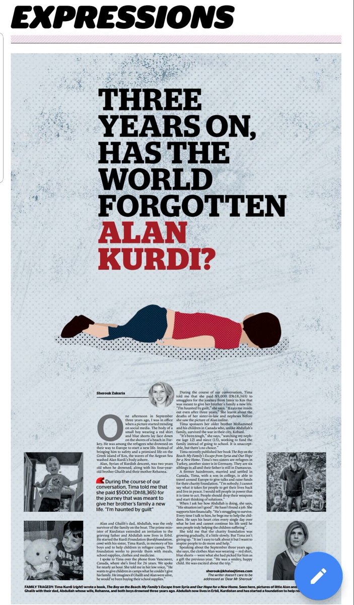 Thank you @Sherry_sh93 @khaleejtimes for the interview. #Alankurdi  #theboyonthebeach