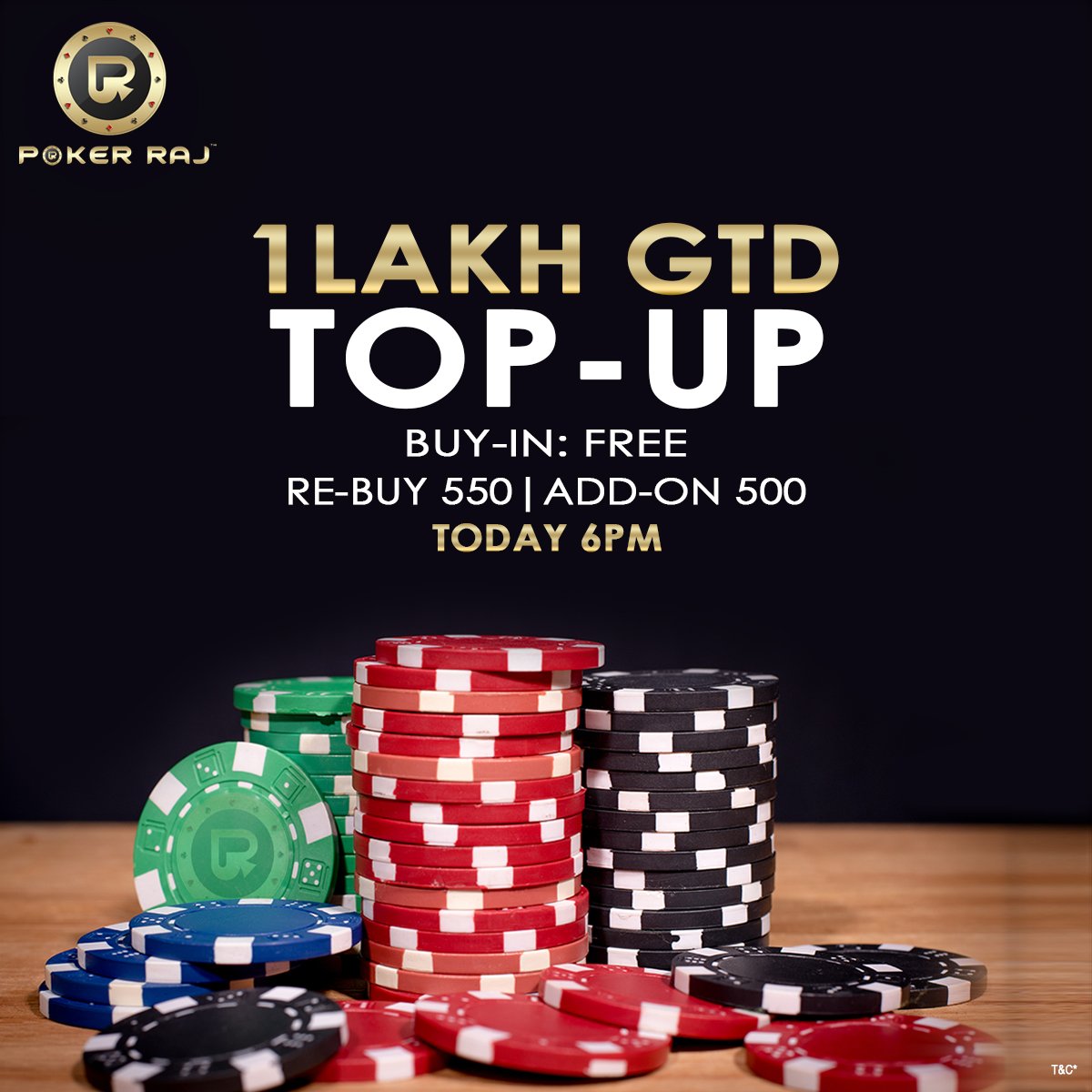 End this month with a Bang! Play our final #TopUp tournament which brings you a whopping amount of 1 Lakh GTD (R+A) at 6 PM tonight, only on #PokerRaj. 
Play more: bit.ly/TU100k