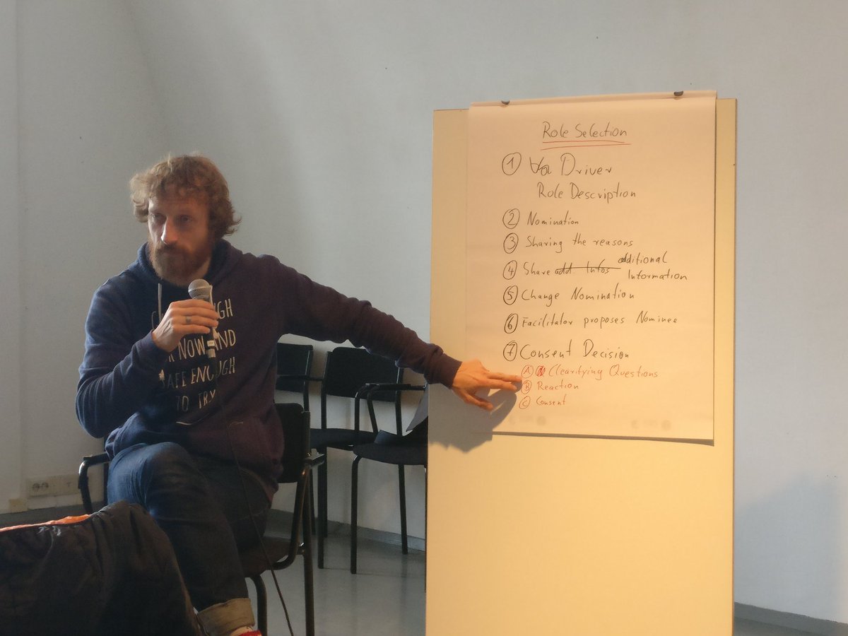 mikaelseppala's tweet photo. Exploring role selection in #sociocracy #S3 with Sven Latzel at #SocialTools2018. https://t.co/E6c5jnZSMu