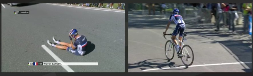 arkeabbhotels's tweet photo. Malheureusement, Warren Barguil a chuté à Innsbrusk. Contraint à l’abandon, Warren a tenu à terminer à vélo ce championnat du monde. 

Ce sport ne fait pas de cadeau mais on reste soudé derrière l’équipe de France #allezlesBleus 🌈 https://t.co/Did3uf2gef
