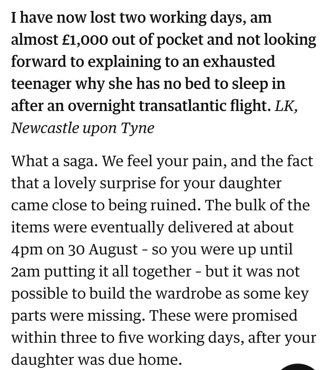 I'm continually baffled by the standard consumer affairs column style of addressing their correspondent but mostly just telling them facts they already know