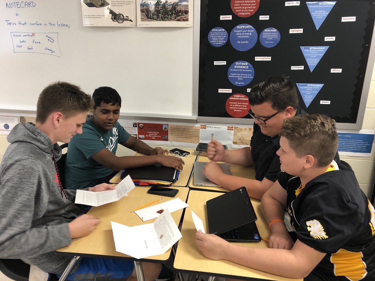 RLAxeMJ's tweet photo. Highlight of week: Freshmen took role of WWI participants and wrote historical letters. Reading them out loud was very powerful—students were taught content as well as empathy. @rlschools #ushistory #WWI https://t.co/tikHDjLllT
