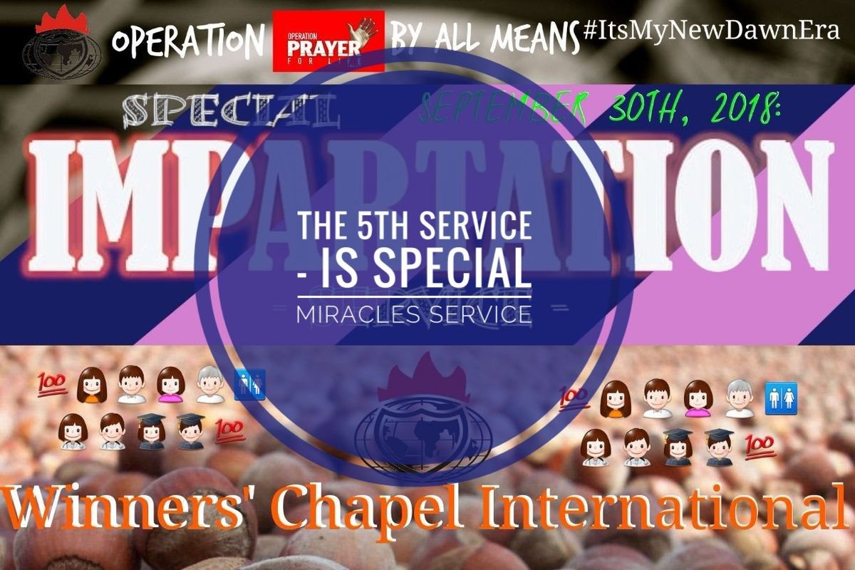 WinnersChapelNL's tweet photo. 💯👧👨👩👴🚻👩‍⚕️👨‍⚕️👩‍🎓👨‍🎓💯  -Part V - The 5TH SERVICE Is #SpecialImpartationService  -SUN.,30TH,SEP.,2018<||Now #InProgress &amp; #OnDemand Via https://t.co/9Oq8NRK5W0  | #SpecialMiraclesService  | #IWillRestoreHealthUntoYou ||>Also Via: https://t.co/mvMQxZvIwb https://t.co/ZYejA29tOE