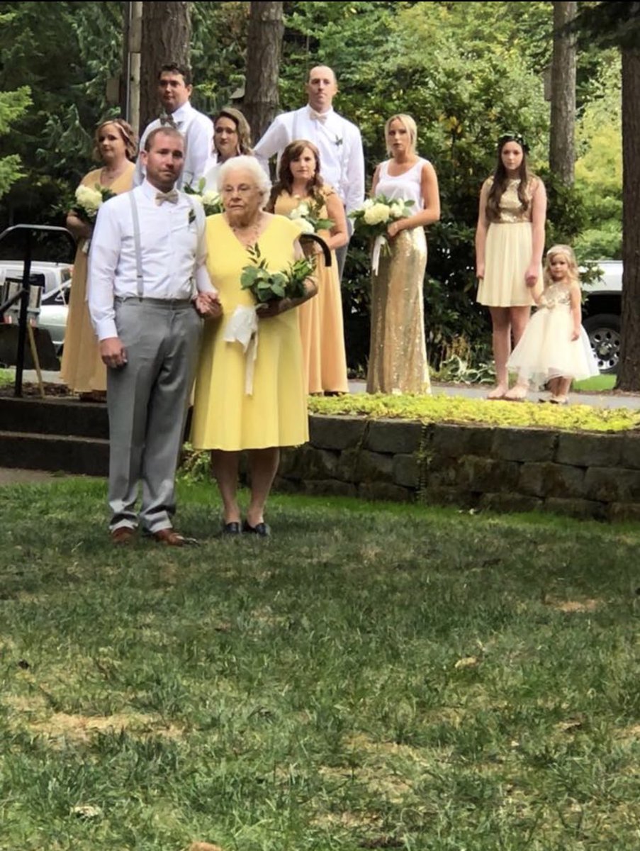 AdTheoaks's tweet photo. Our BOM Julee got married today with all of the people she loves by her side! This included one of our residents Vivian, she was the most beautiful bridesmaid ever❤️ @TheOaksRet #memories #frontierculture https://t.co/x1NpHfXehI
