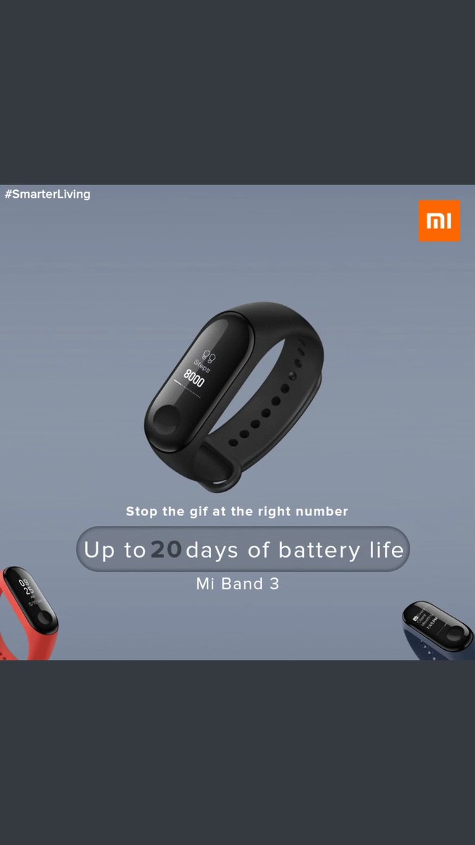 IshaanF7's tweet photo. @XiaomiIndia #MiBand3 Has Up to 20 Days of Battery Life #SmarterLiving https://t.co/FRCO5oXKWn