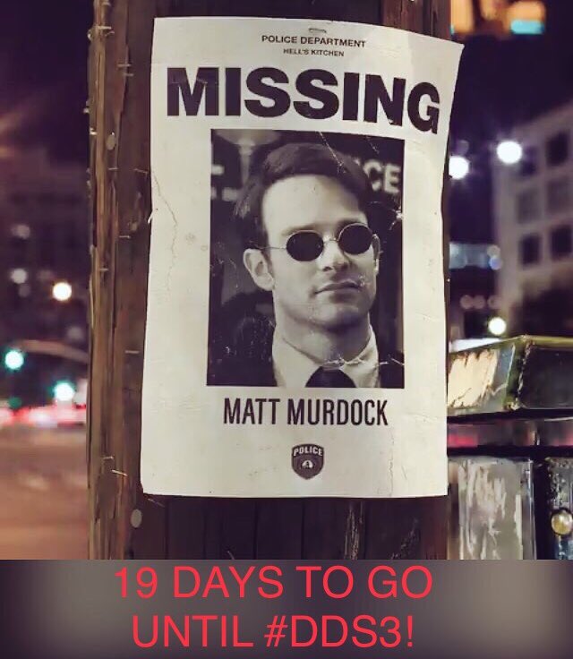 charliecoxfans's tweet photo. 19 DAYS TO GO! (We’re in the teens now, y’all!) #Daredevil #ReadyForDDS3 #DaredevilSeason3 #MattMurdock #CharlieCox #DDS3Countdown 😈 https://t.co/PHztmTTtH0