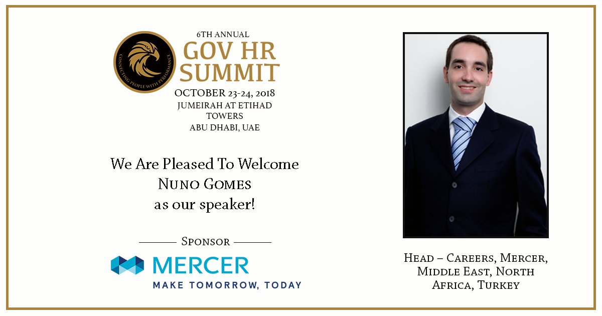We are pleased to welcome Nuno Gomes as our esteemed speaker at the #GovHRSummit! 
We're also super excited to announce @mercer as our Silver Sponsor!