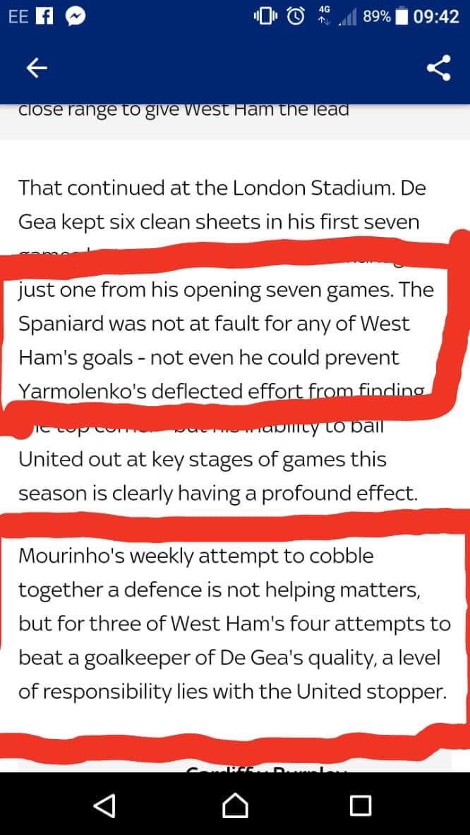 JamieBraddley's tweet photo. Absolute quality reporting! De Gea couldn’t do anything with the three goals but he’s responsible for 3/4 shots going in? Make your mind up #Clueless #Typicalmedia https://t.co/ajm6Rvh7ga