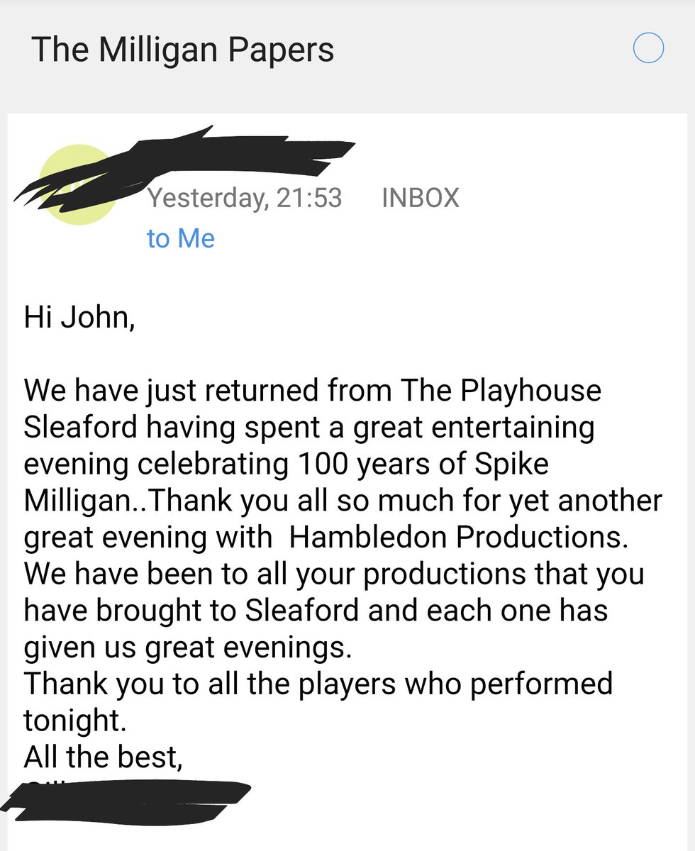 HambledonProds's tweet photo. This is what it's all about :) @SleaPlayhouse. More shows across the North of England until November. #TheMilliganPapers https://t.co/4x4KbyXSJN