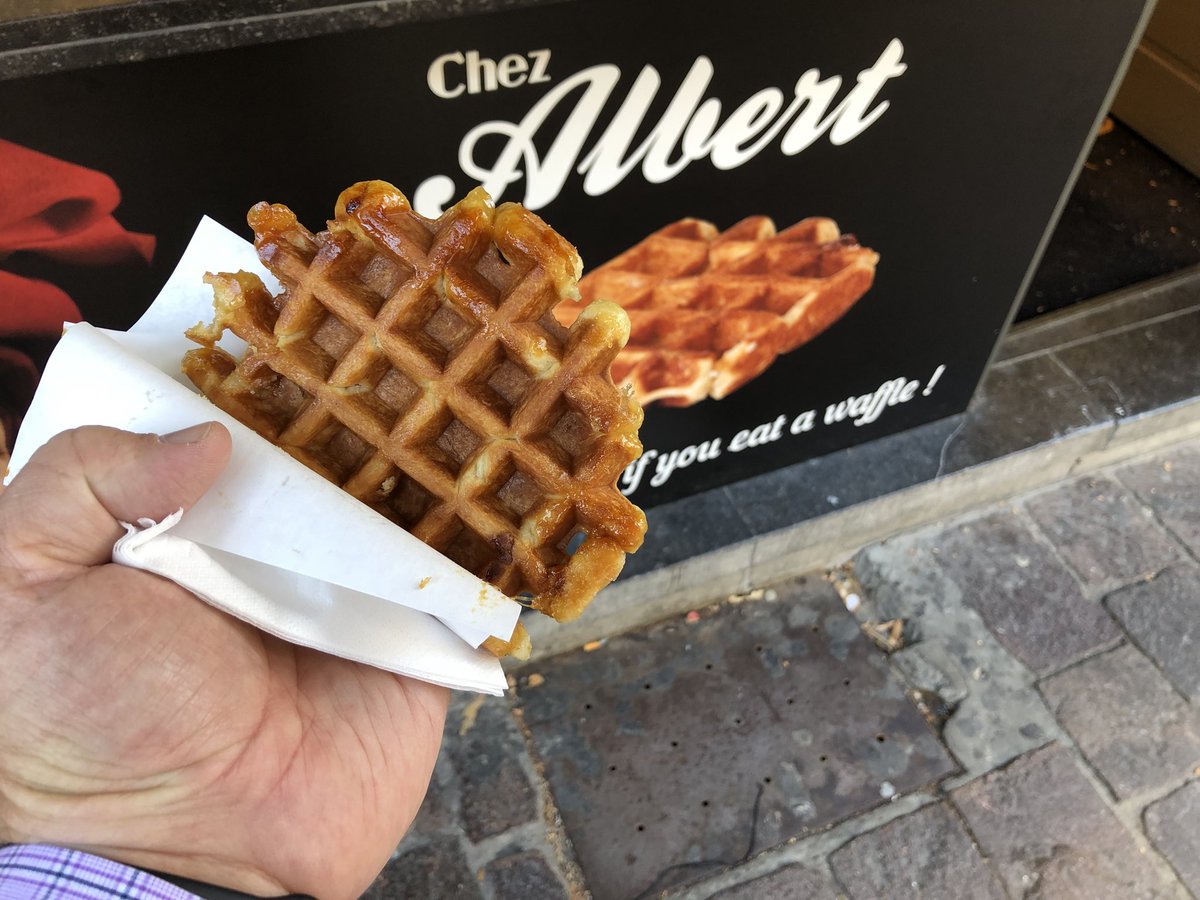 JohnCerilli's tweet photo. #Breakfast, #Belgium style! #LiegeWaffles made right in front of your face — so freakin’ good! #WeLoveChezAlbert #ChezAlbert #Brugge #Waffles 🇧🇪 https://t.co/ZLOE76CSzT
