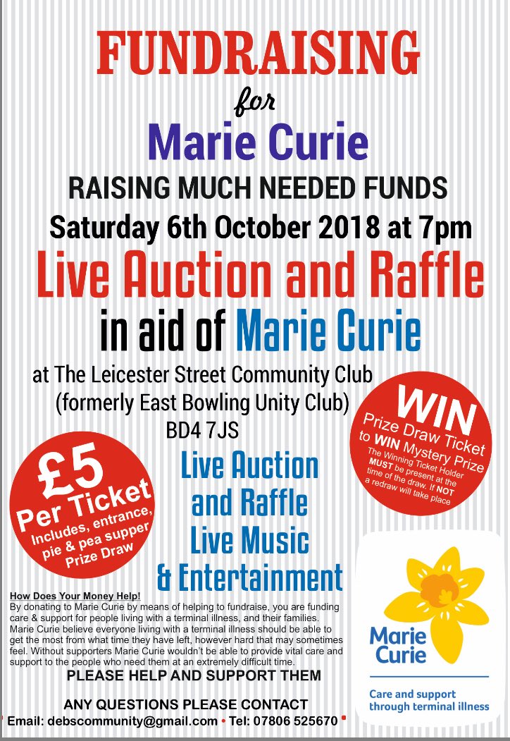 sammytatters's tweet photo. @BradfordHospice @Bradford_TandA @bradfordmdc please can you help by means of some publicity for ticket sales https://t.co/3EaiC3E4j4