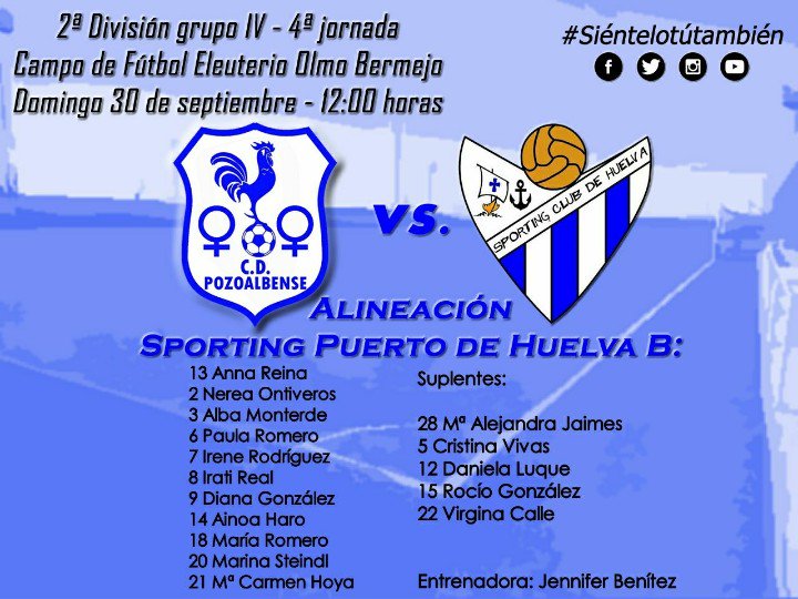 sportinghuelva's tweet photo. Con este once juega el Sporting Puerto de Huelva B

#Siéntelotútambién https://t.co/35eciFuD7A