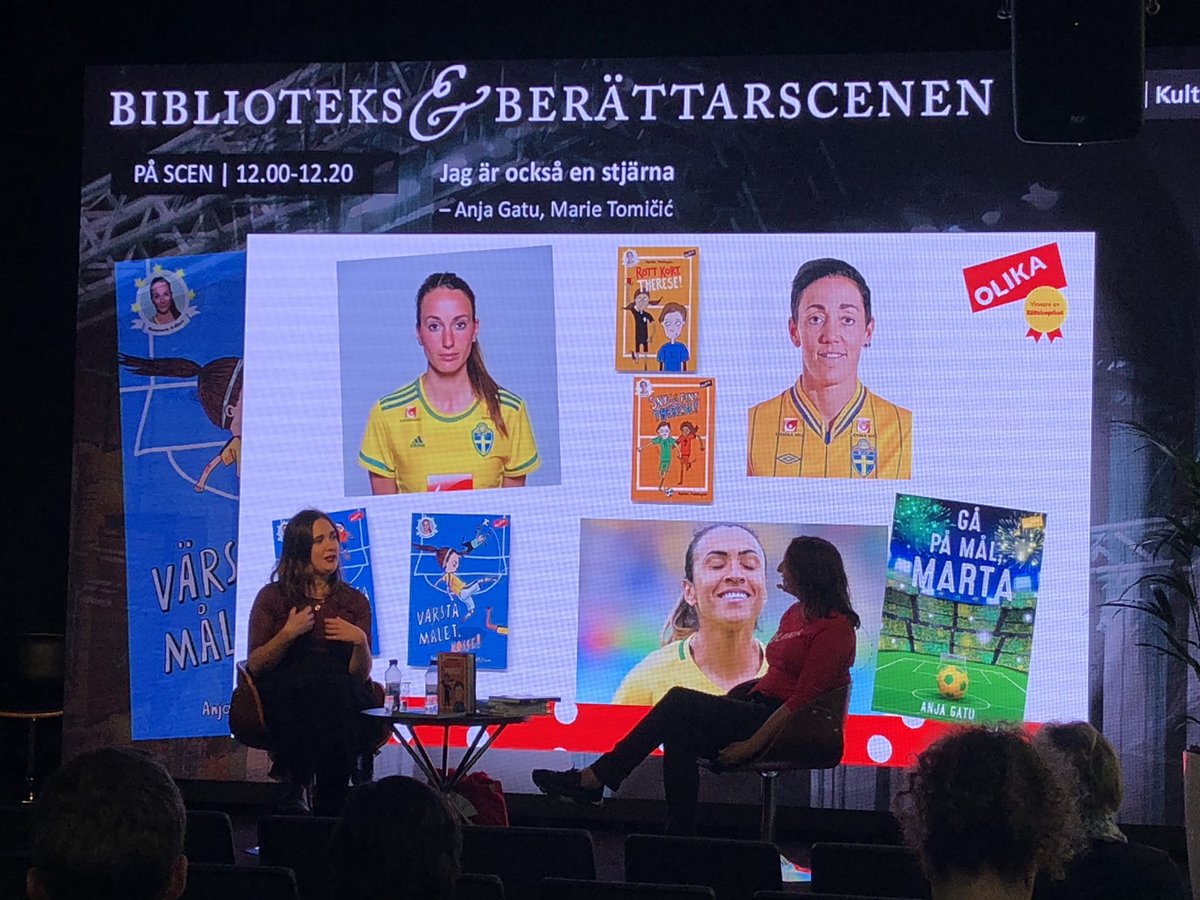 johannagara's tweet image. Listening to the brilliant @anjagatu talking about her football books (based on known women players’ stories) for children. #WomeninFootball