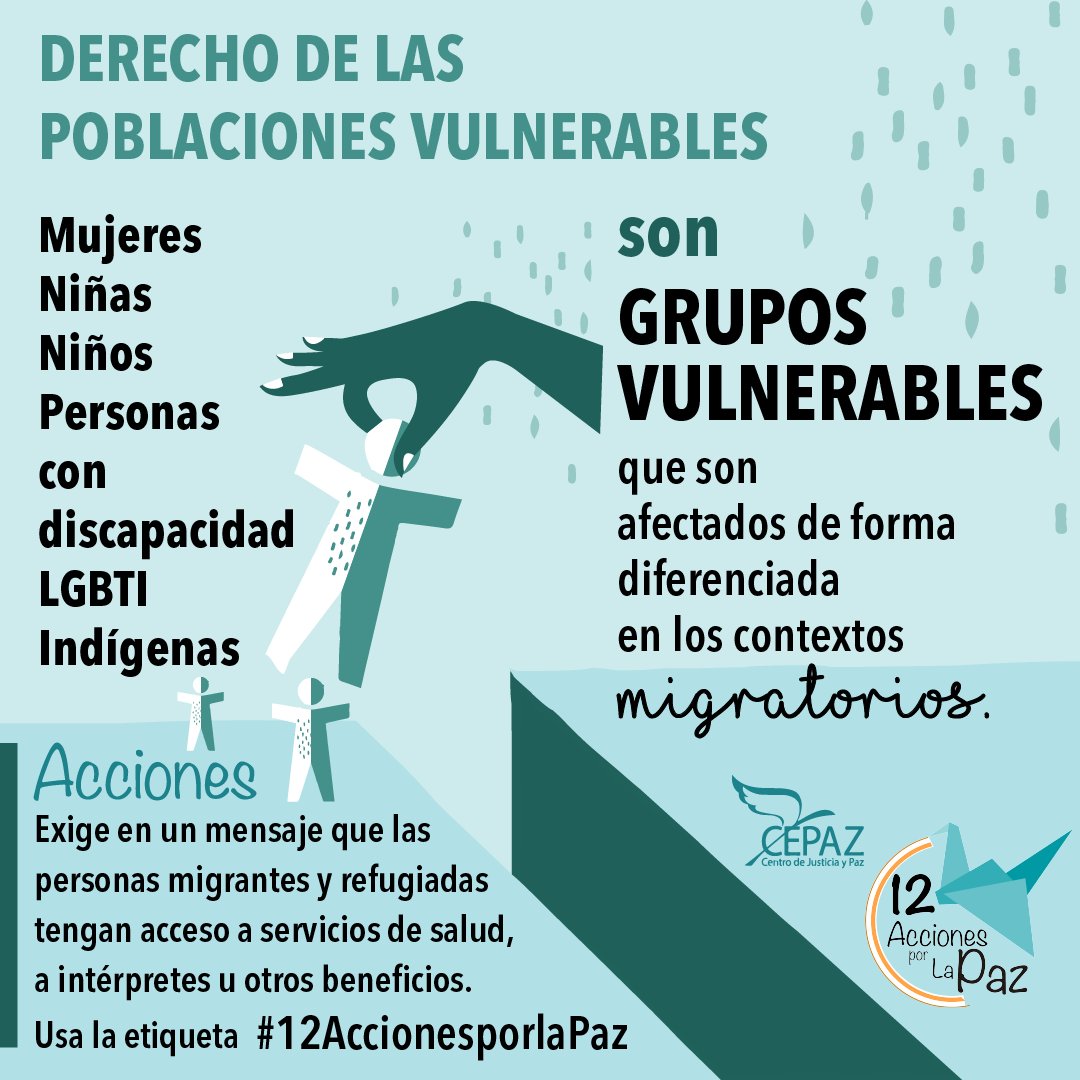 _CEPAZ's tweet photo. Exige en un mensaje que las personas migrantes y refugiadas tengan acceso a servicios de salud, a intérpretes u otros beneficios. Usa la etiqueta #12AccionesporlaPaz https://t.co/FL9TUEwOVl