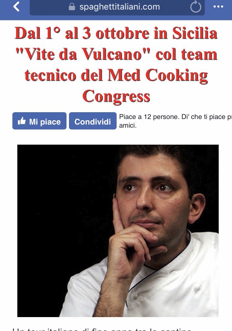 Dal 1' al 3 ottobre a Taormina per "Vite dei Vulcani" #MedCooking #TypicalFood #MareCheUnisce #100Chef #ChefD'AgostinoCoordinatore #Sicily #ByTouristCompany