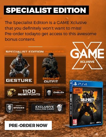 TabbyLoaf's tweet photo. The AAAs just keep coming - almost time for #BlackOps4
#BlackOut looks amazing - or are you more of a #CodZombies kind of person?
Pre-order Pro for Steelbook + Seasonpass or the #OnlyAtGame Specialist Edition for 1100 Cod Pts and DLC as always it's #CheaperWhenYouTradeatGAME https://t.co/4pphnpDGr8
