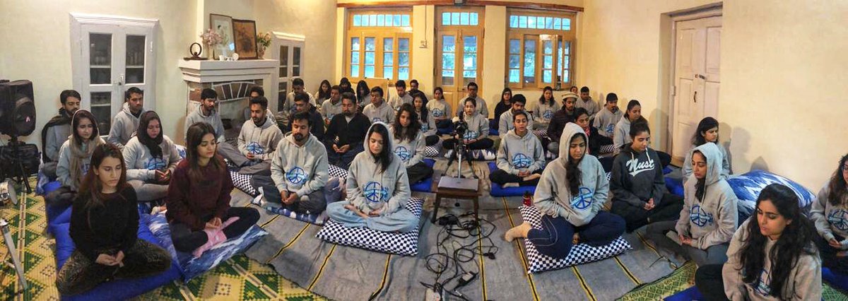 PeaceWoB's tweet photo. Day 1 of #Salamtfellowship2018 started off with Meditation session by Syed Ali Hameed and Yoga by Samar khan. #Salamtiforall https://t.co/CSDo9xHr5T