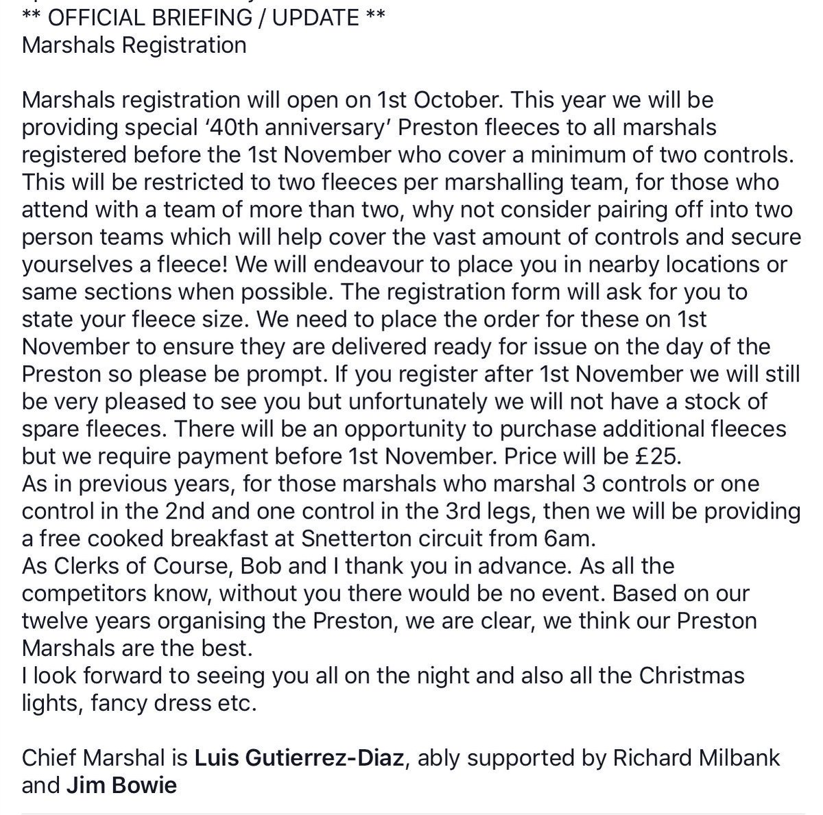 Marshal registration opens tomorrow with a special gift for early volunteers:

chelmsfordmc.co.uk