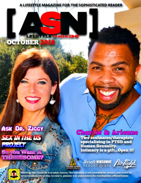 ASNLifestyleMag's tweet photo. October 1st @ASNLifestyleMag official release the October issue featuring the Lifestyle elite couple @SexBecause @charlienarienne They pictorial is HOT! Also, check out @SexInTheUS be sure to visit our advertisers @GSpotRx @caribbean_fancy @Tabu_Club @SAFSocial6969 @ATSLifeStyle https://t.co/DlSqnKW8Op