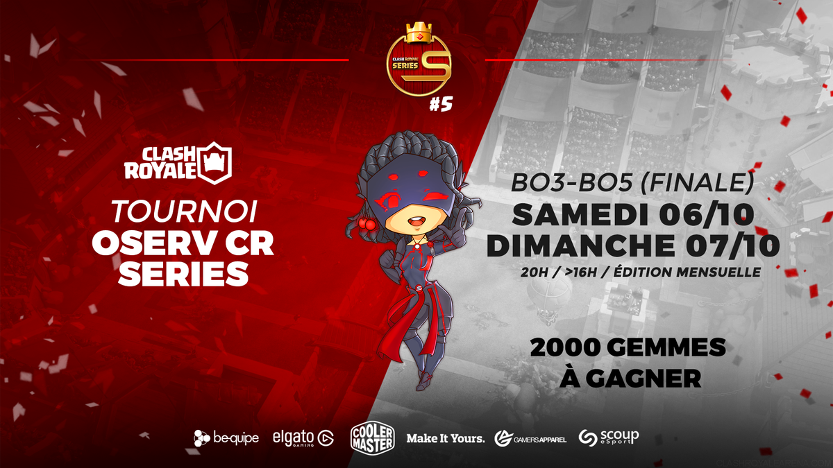 OservEsport's tweet photo. #CRSeries Retour très attendu de notre tournoi @ClashRoyale avec sa 5ème édition ! 🎉

💎 2000 GEMMES à gagner

🏆 2 QUALIFIERS
🗓 06/10 20h
🗓 07/10 16h
🎖 Phase finale
🗓 07/10 20h

Discord : https://t.co/xUbaSbtZrS

📝 Q1: https://t.co/3nNCM9AGs5
📝 Q2: https://t.co/uPx5p56PjO https://t.co/fZd3UcMMJL
