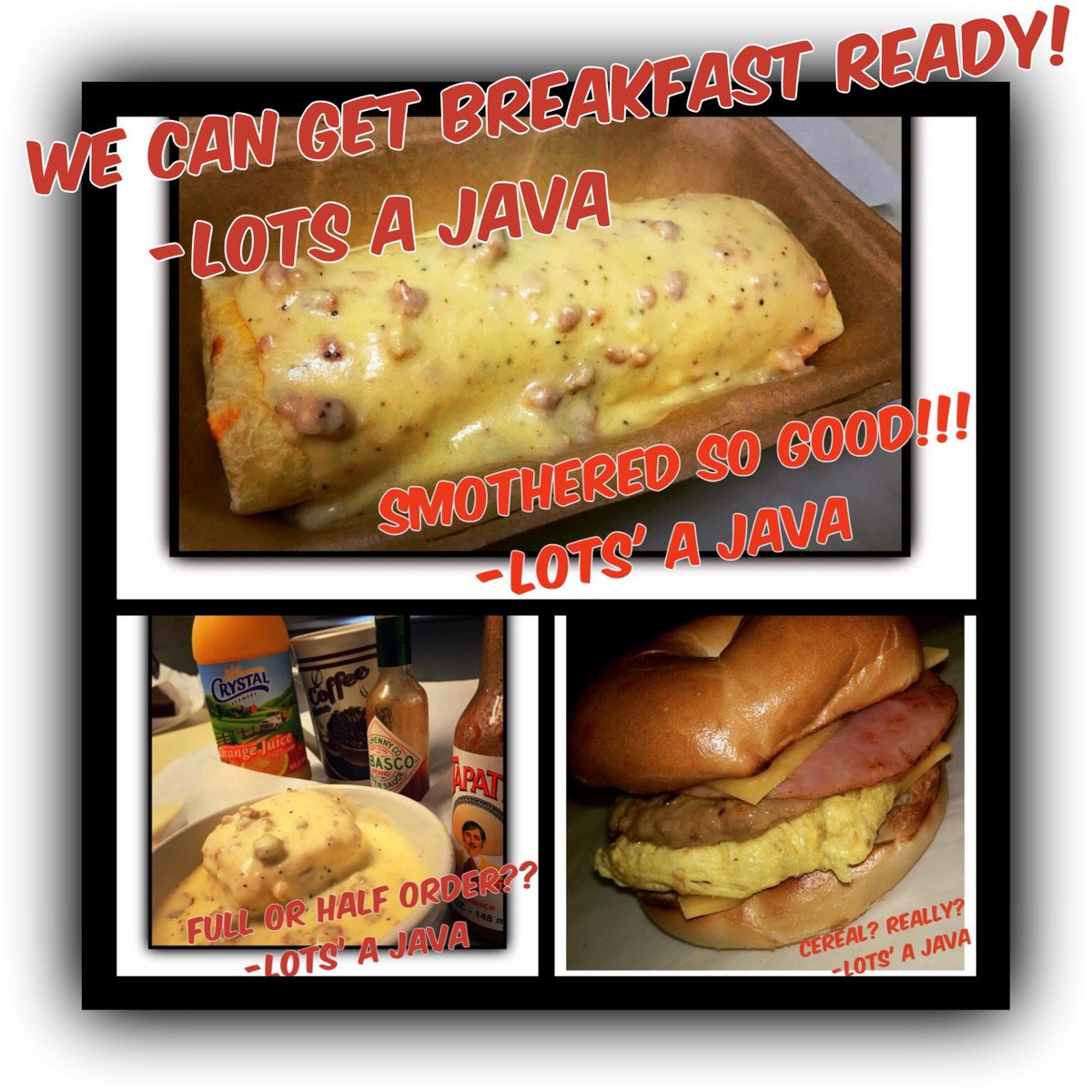 LotsJava's tweet photo. Gravy over your build your own burritos,scrambles and over your biscuits of course!Breakfast/lunch served open to close!530.534.9926 #lotsajava #oroville #whatsinyourlunchbag #breakfastalldaylong #lunchallday #gravy #biscuitsandgravy #gravysmotheredburrito #scrambles https://t.co/62Ok0tWwA5