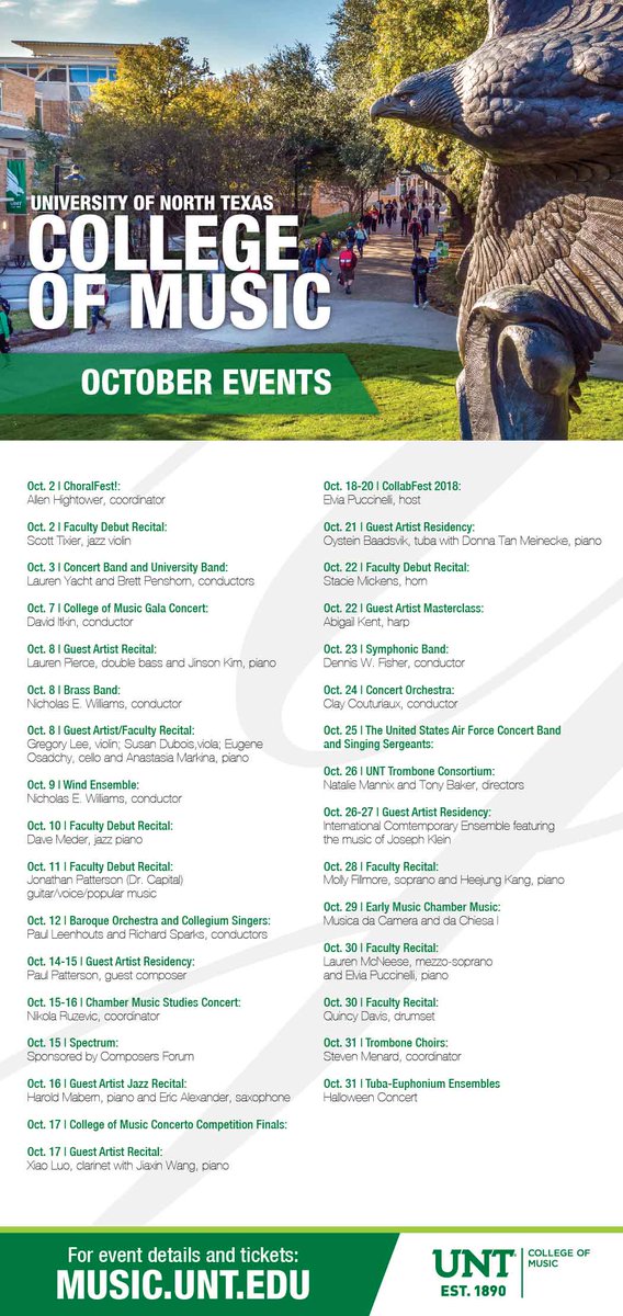 Unt College Of Music On Twitter October Events Untcom Calendar Of Events Check Us Out Buy A Ticket Bring A Friend Https T Co Ey1haigro1 Johnwrichmond2 Untprez Untsocial Untnews Theaterjones Https T Co Rgbrv9fu3d Unt College Of Music Calendar