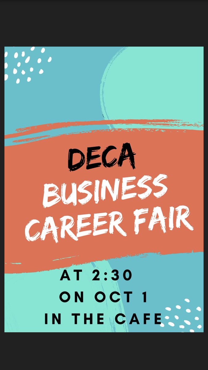 deca_edison's tweet photo. hey everyone! if you're interested in pursuing a career in business and/or joining deca, come to the deca business fair in the cafe on monday after school!! all grade levels are welcome 😊 https://t.co/b1PlUgxzor