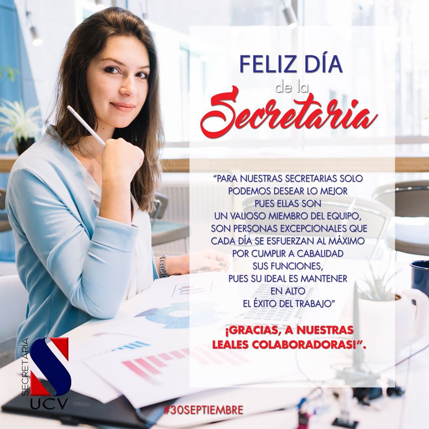 Secretaria Ucv No Twitter Feliz Dia De La Secretaria Un Sincero Saludo Y Reconocimiento Por La Eficiente Mision Que Cumplen Dia A Dia Sin Importar Los Sacrificios Que Tengan Que Asumir Https T Co Xiiod2effq