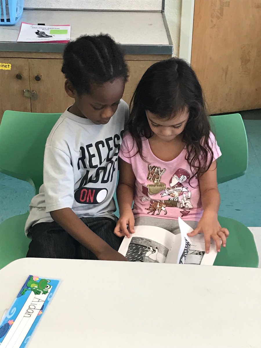 Partner reading in kindergarten! Aidan and Mia sharing their love of reading.