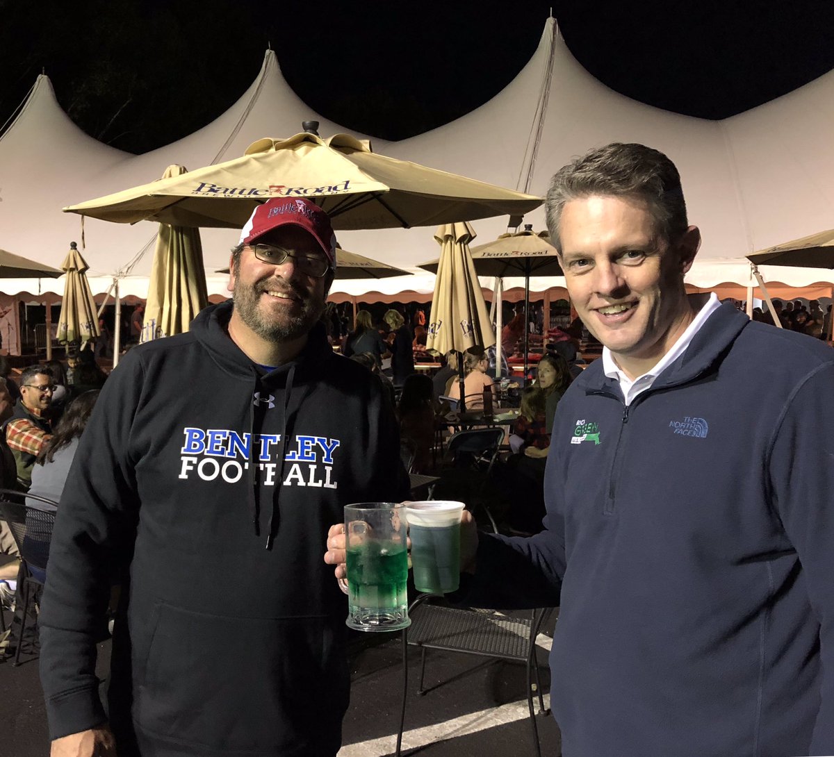 RickGreenMA's tweet photo. Enjoyed a Green Beer with @GregHillWAAF last night at Oktoberfest in Maynard. Even adult beverages are ready to #GoGreenIn18! https://t.co/WYmuxxseHp